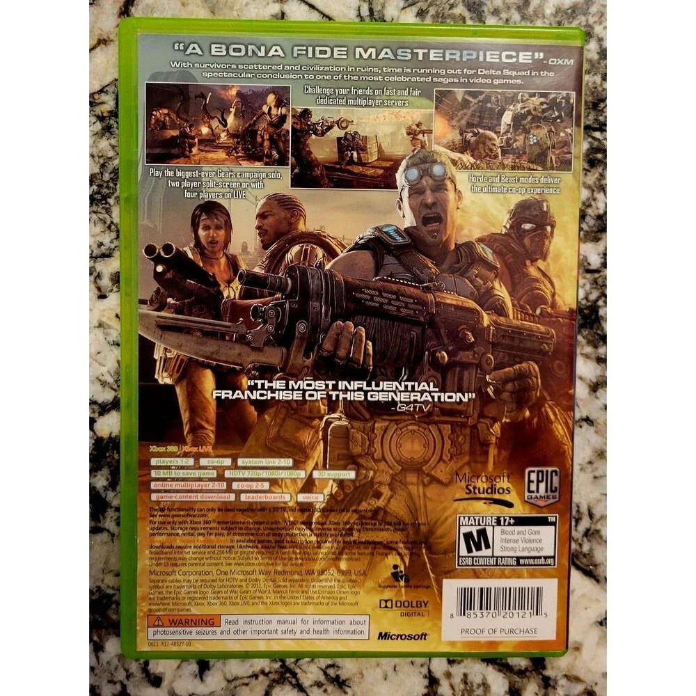 Gears of War 3 (Xbox 360),TESTED & WORKING, No Manual, ICONIC, FAST SHIPPING